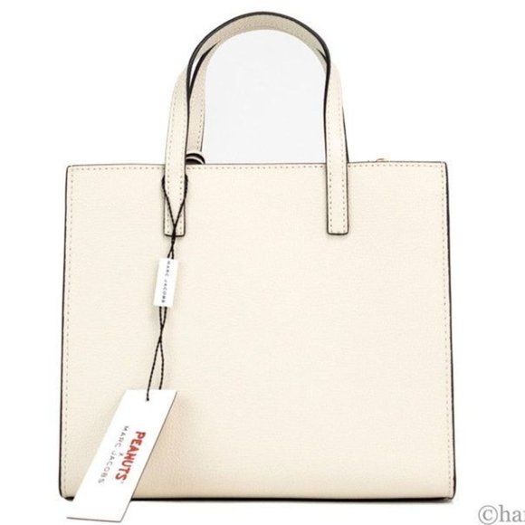 NEW Marc Jacobs X Peanuts Small Ivory Leather Woodstock Tote Crossbody Bag Purse - Picture 2 of 11